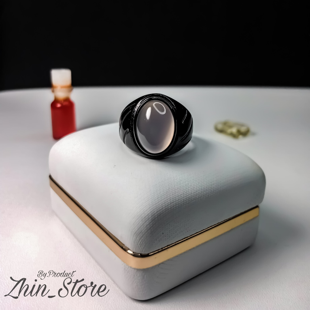 Cincin batu akik pria lembu sekilan, Ring titanium, anti karat & nyaman