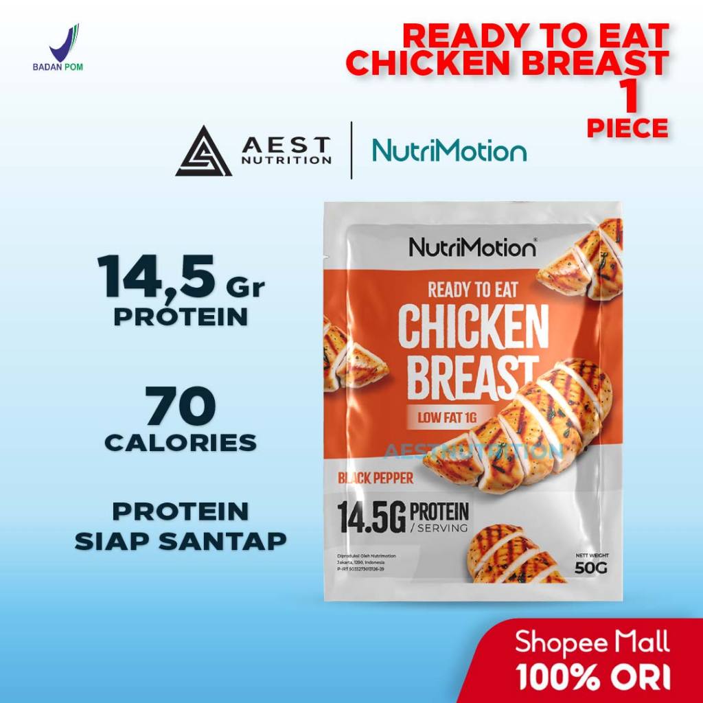 

NutriMotion Ready To Eat Chicken Breast 50 gr 1 Pcs - Dada Ayam Fillet Siap Saji Makan High Protein