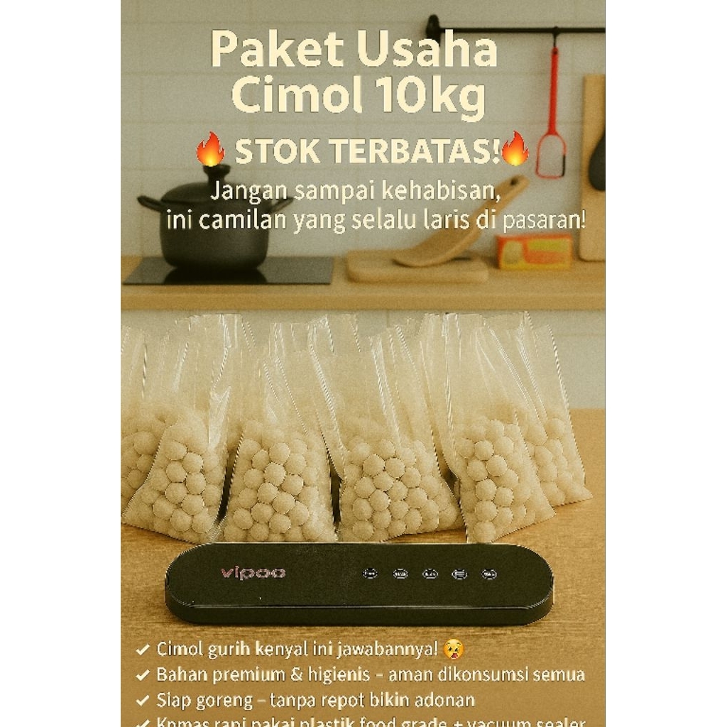 

Cimol Mentah 10 Kg – Paket Usaha Camilan Gurih Kenyal Siap Goreng, Modal Kecil Untung Besar