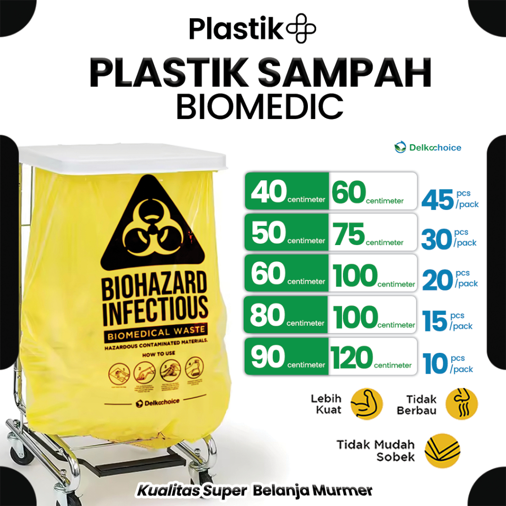 Kantong Plastik Sampah BioHazzard / Plastik Sampah Limbah Medis plastik Infeksius DELKOCHOICE