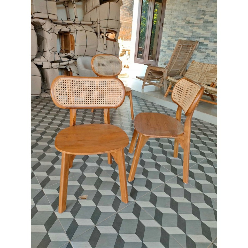 Kursi Makan Jati Rotan , Kursi Cafe Jati Rotan , Kursi Makan Rotan Kayu Jati