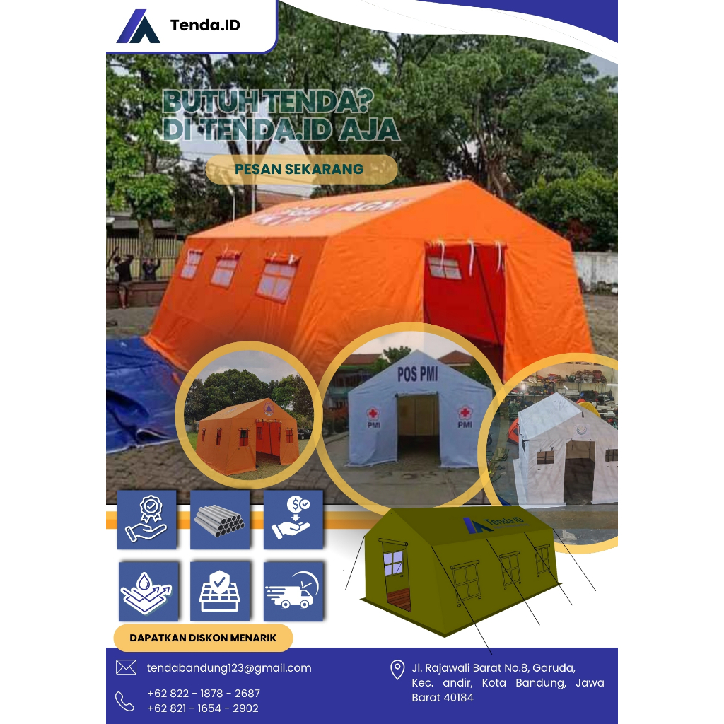 Tenda Posko & Tenda Sosial PMI – Tenda Serbaguna Darurat Uk, 4x6 / 6x12 Kapasitas 15-30 Orang