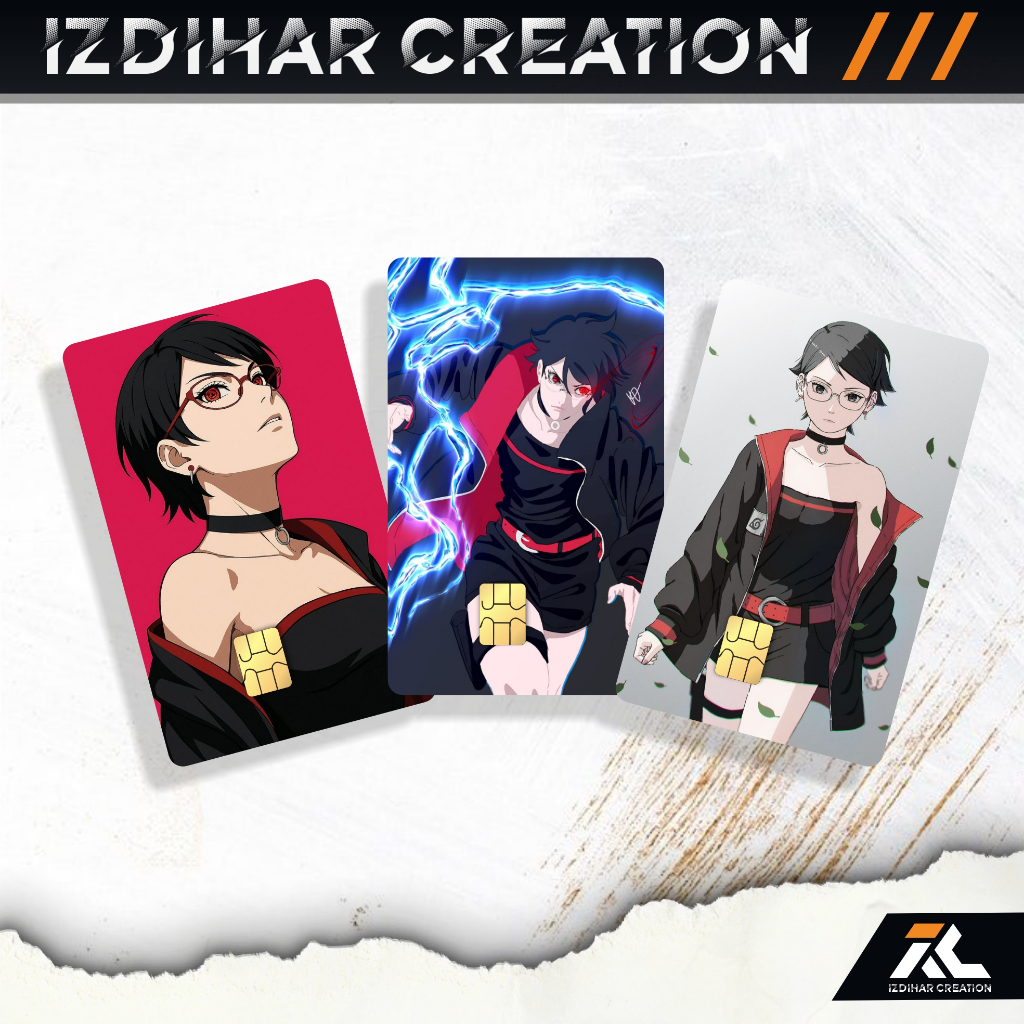 

Stiker Kartu Atm Emoney Flazz Etoll Skincard Sticker Atm Garskin Tema Sarada Laminasi Glosy