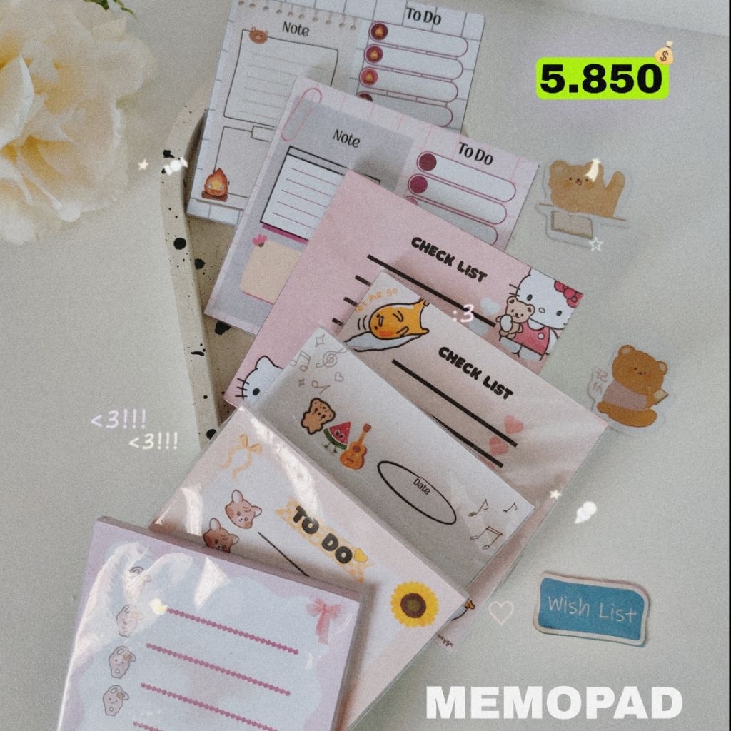 

MEMOPAD kartun lucu aesthetic 7.5x7.5 30 lembar
