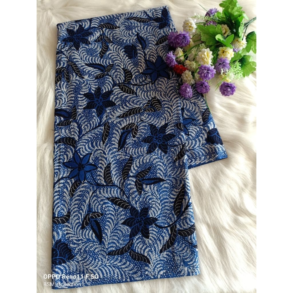 Kain Batik Tulis Madura warna Biru BCA mewah& Elegan