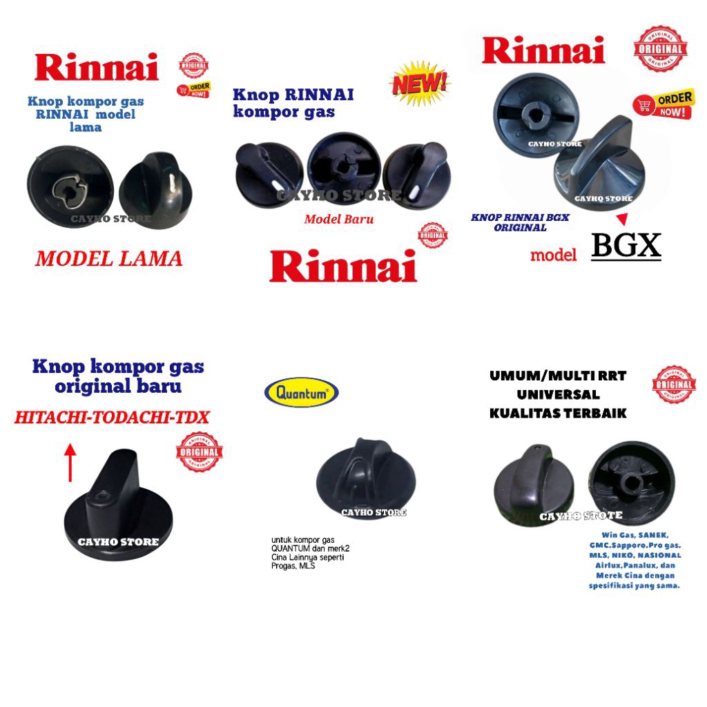 KNOP/HANDLE KOMPOR GAS RINNAI QUANTUM HITACHI-UNIVERSAL | PUTARAN KOMPOR GAS ORIGINAL