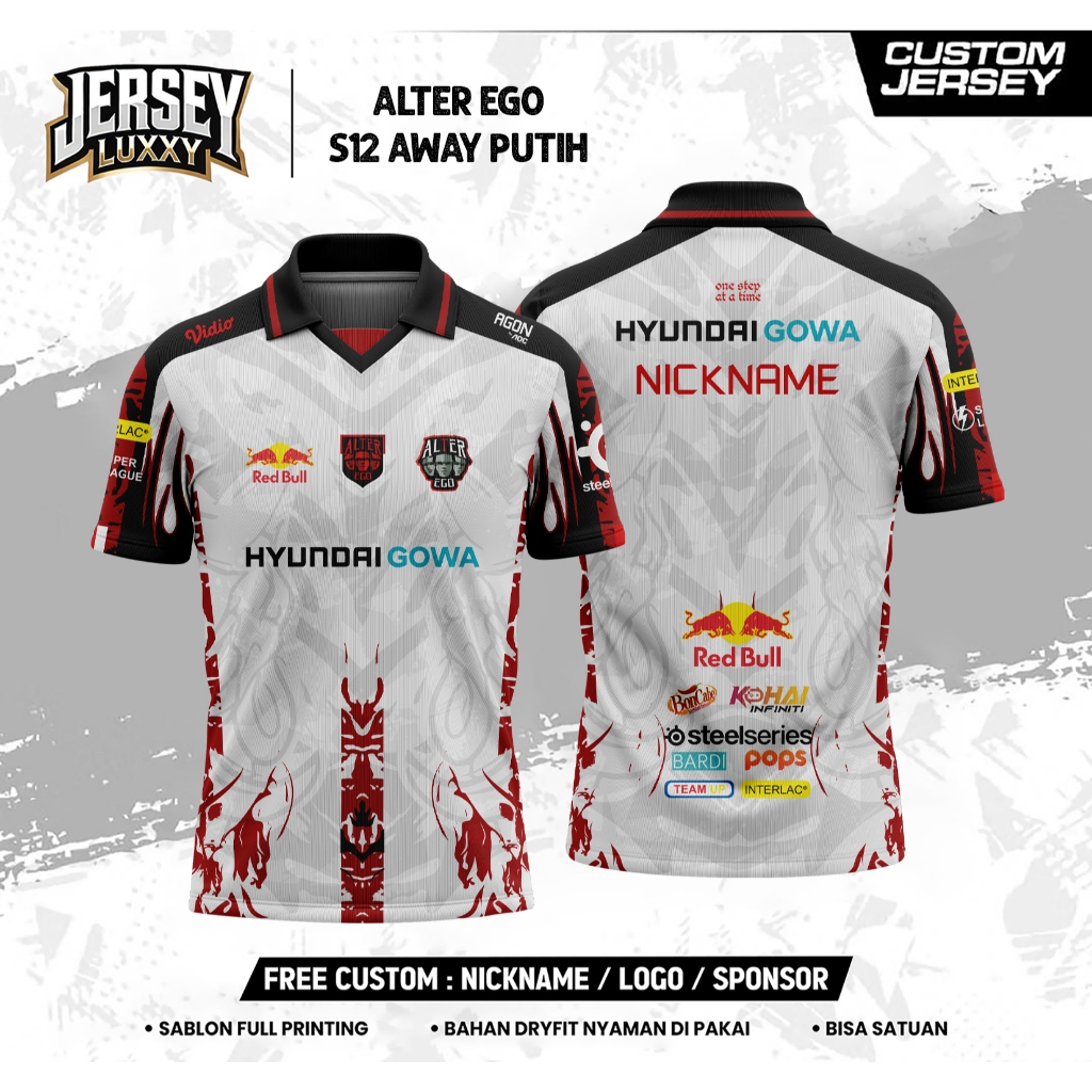 Jersey Desain Terbaru GAMING ALTER EGO S12 AWAY PUTIH / Jersey Alter Ego