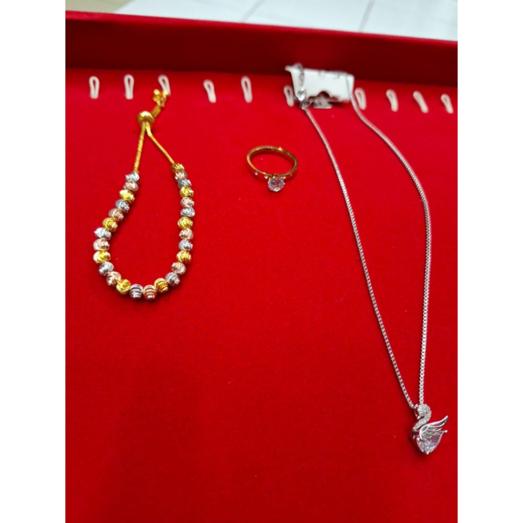 Titanium set gelang serut +cincin +kalung