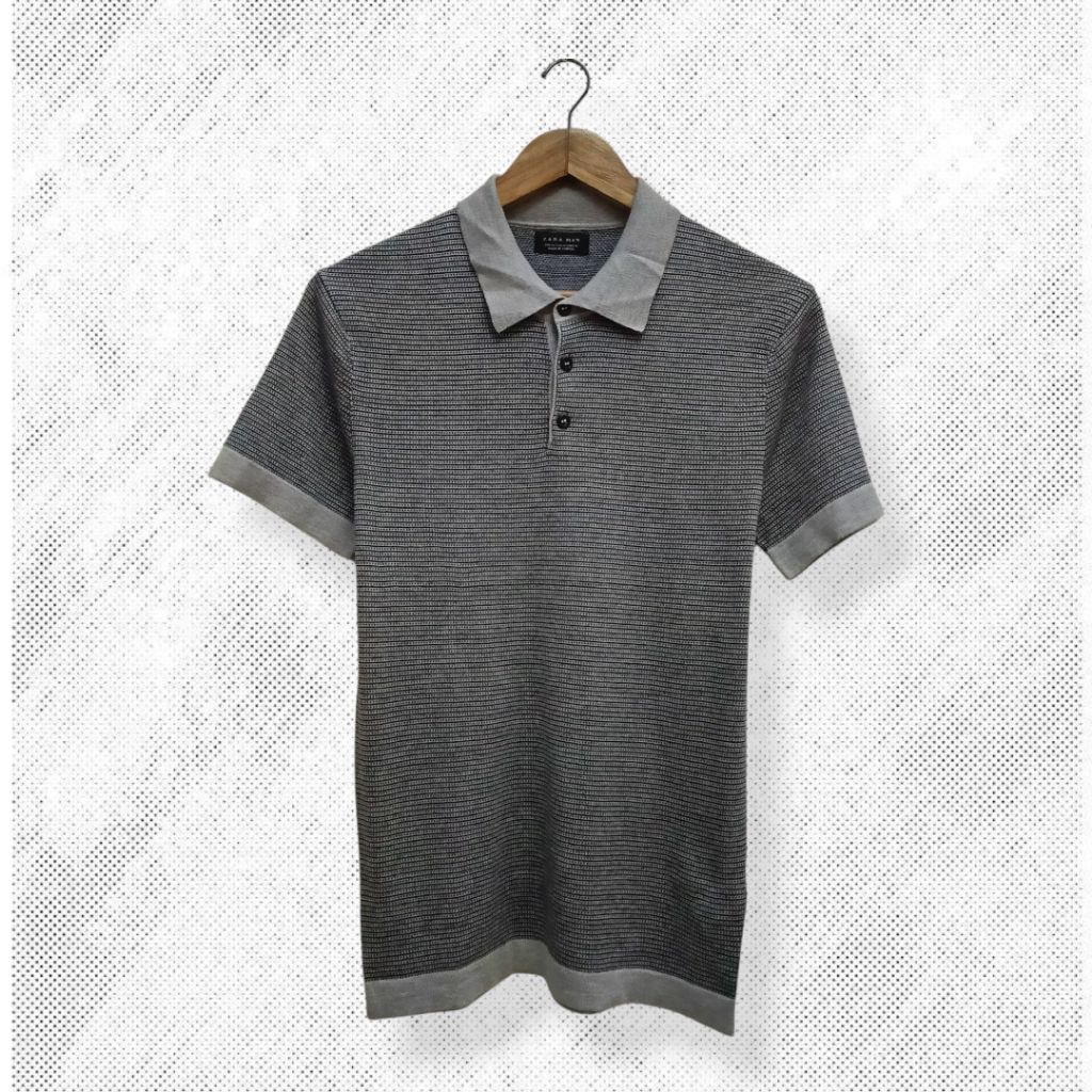 ZARA knit Polo shirt pria atasan berkerah pria