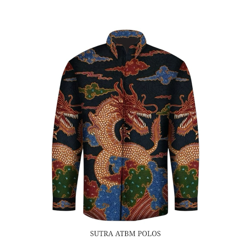 Kain batik tulis sutra atbm polos motif naga kemeja batik tulis pria asli 100% original S139