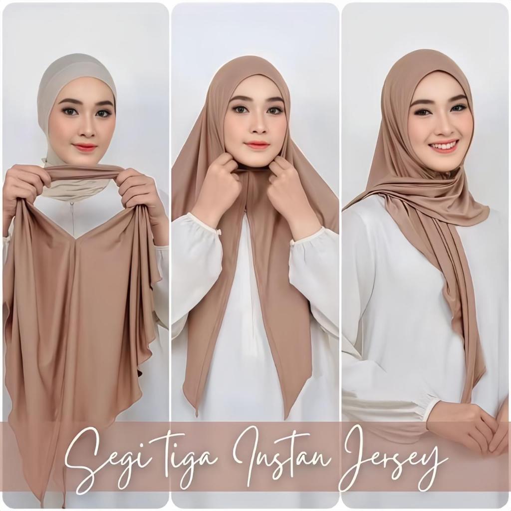 HIJAB INSTAN SEGITIGA CITRA KIRANA TERBARU BERGO JERSEY PREMIUM SIZE 80 X 80 cm