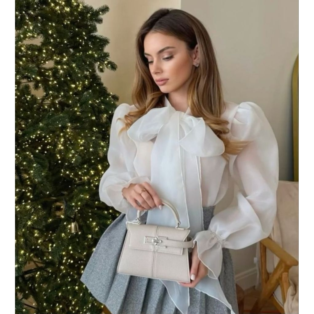 Bluose Organza  Lestrry II Bluos Organza Tangan Balon II Blouse Leher Pita II Blouse Kondangan