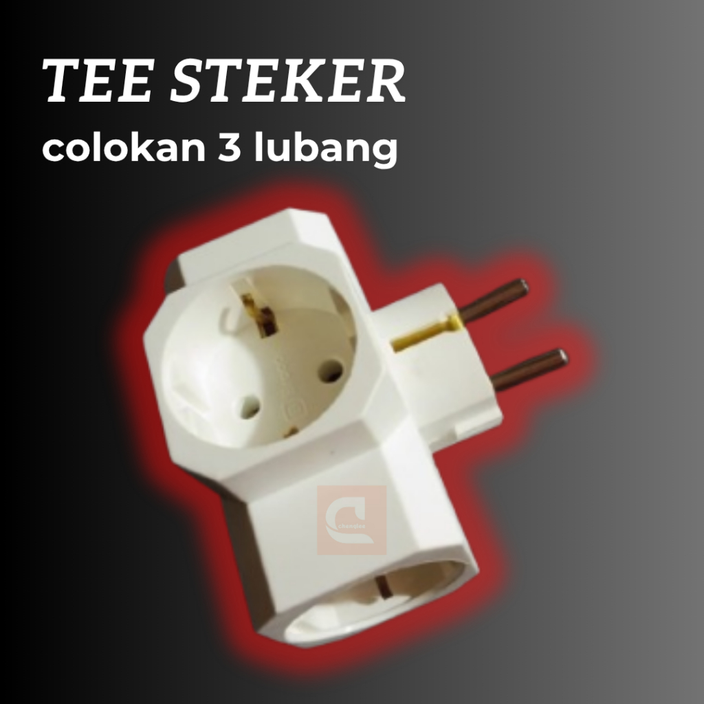 Steker Tee T Colokan Listrik Soket 3 Lubang Ground Tahan Panas