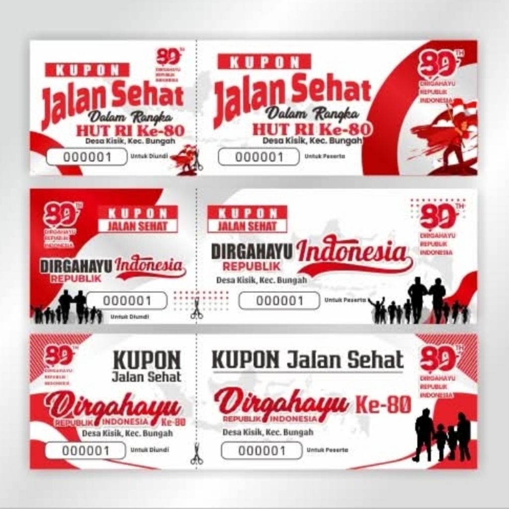 Cetak kupon jalan sehat Agustusan undian