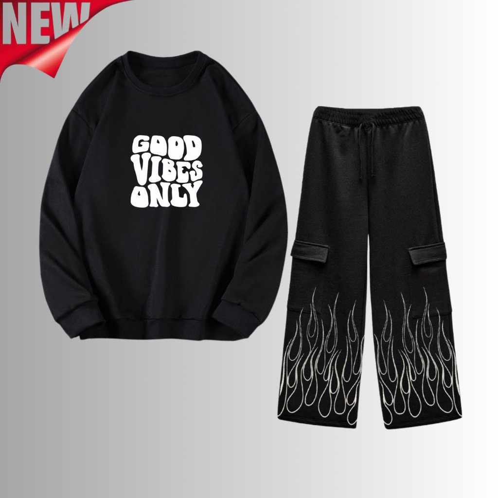 Speeding One Set Setelan Outfit Crewneck Suitwear Cowok 1 Set Keren Dewasa Baju Korean Style Set Pri