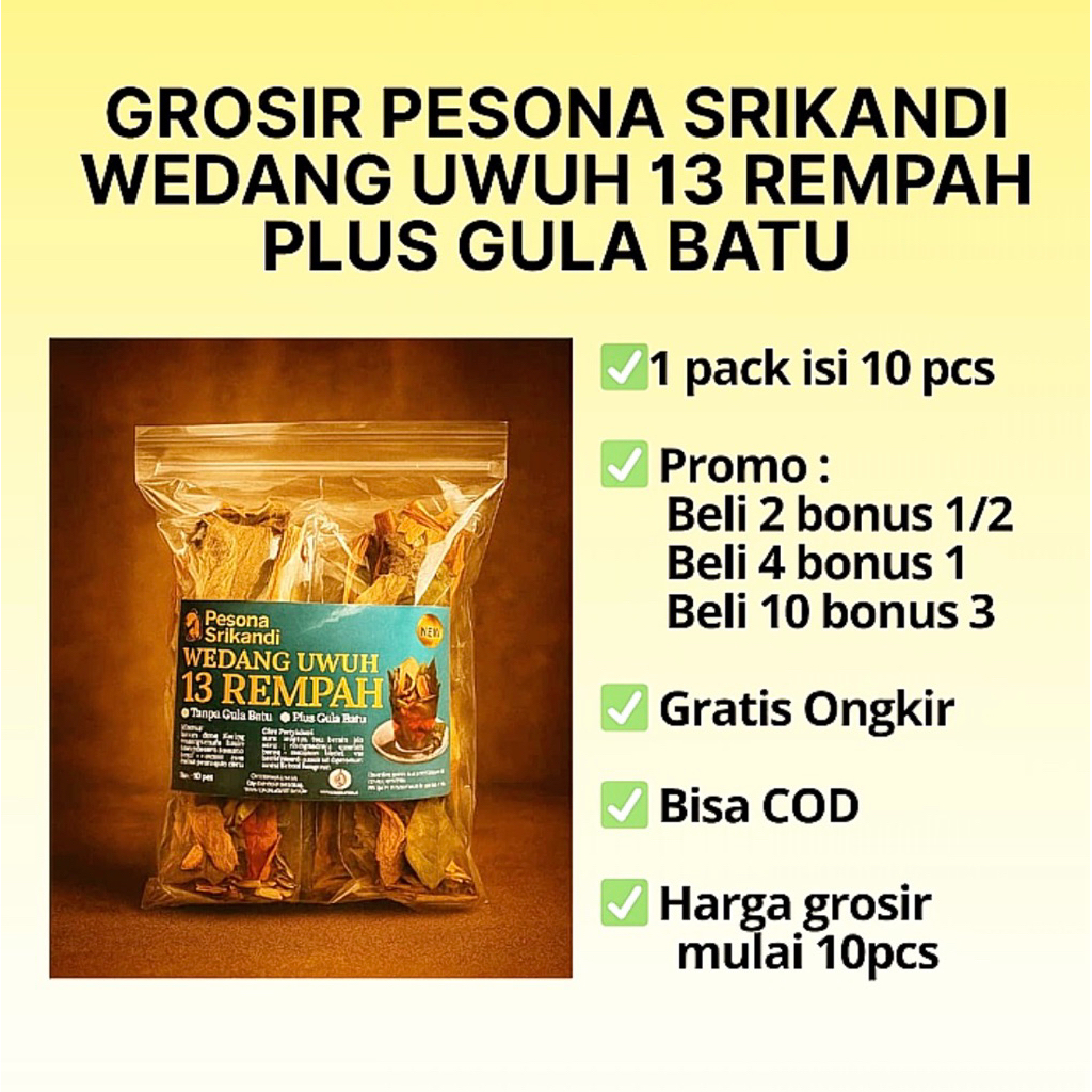 

Grosir Pesona Srikandi Wedang Uwuh 13 Rempah Plus Gula Batu