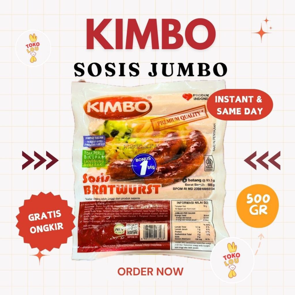 

KIMBO SOSIS JUMBO ISI 7 | SOSIS BRATWURST 6+1