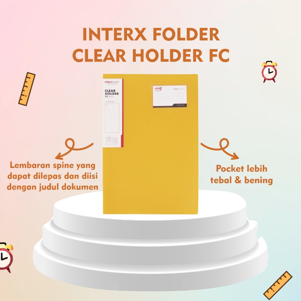 

INTER-X CLEAR HOLDER+NAME CARD 20`S YELLOW/clear holder folio inter x folder 20 map dokumen F4