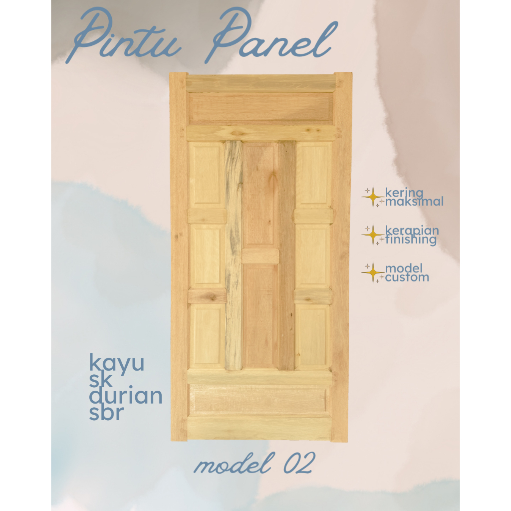 PINTU KAYU PANEL MINIMALIS / PINTU KAMAR / PINTU RUMAH / Model 02 Desain Mewah & Kokoh