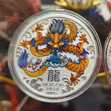 Koin perak 1 oz Australian lunar dragon 2024