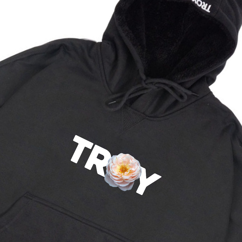 Troy Company Hoodie Boxy Oversized Black Bloom - Hoodie Boxy Oversize Hitam HB 3244