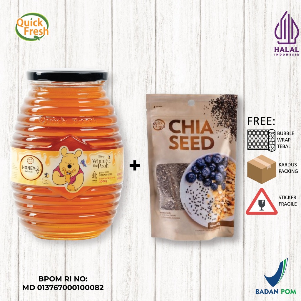 

[FREE CHIA SEED 250GR] DISNEY Quick Fresh Honey / Madu 1kg Jar