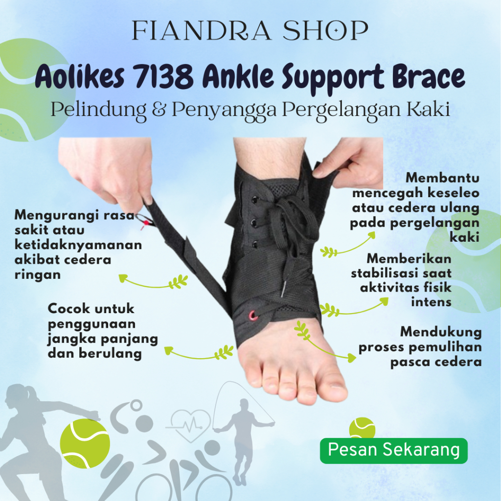 Aolikes 7138 Dekker Terapi Pelindung Engkel Kaki Ankle Support Alat Penyangga Tumit Kaki Original
