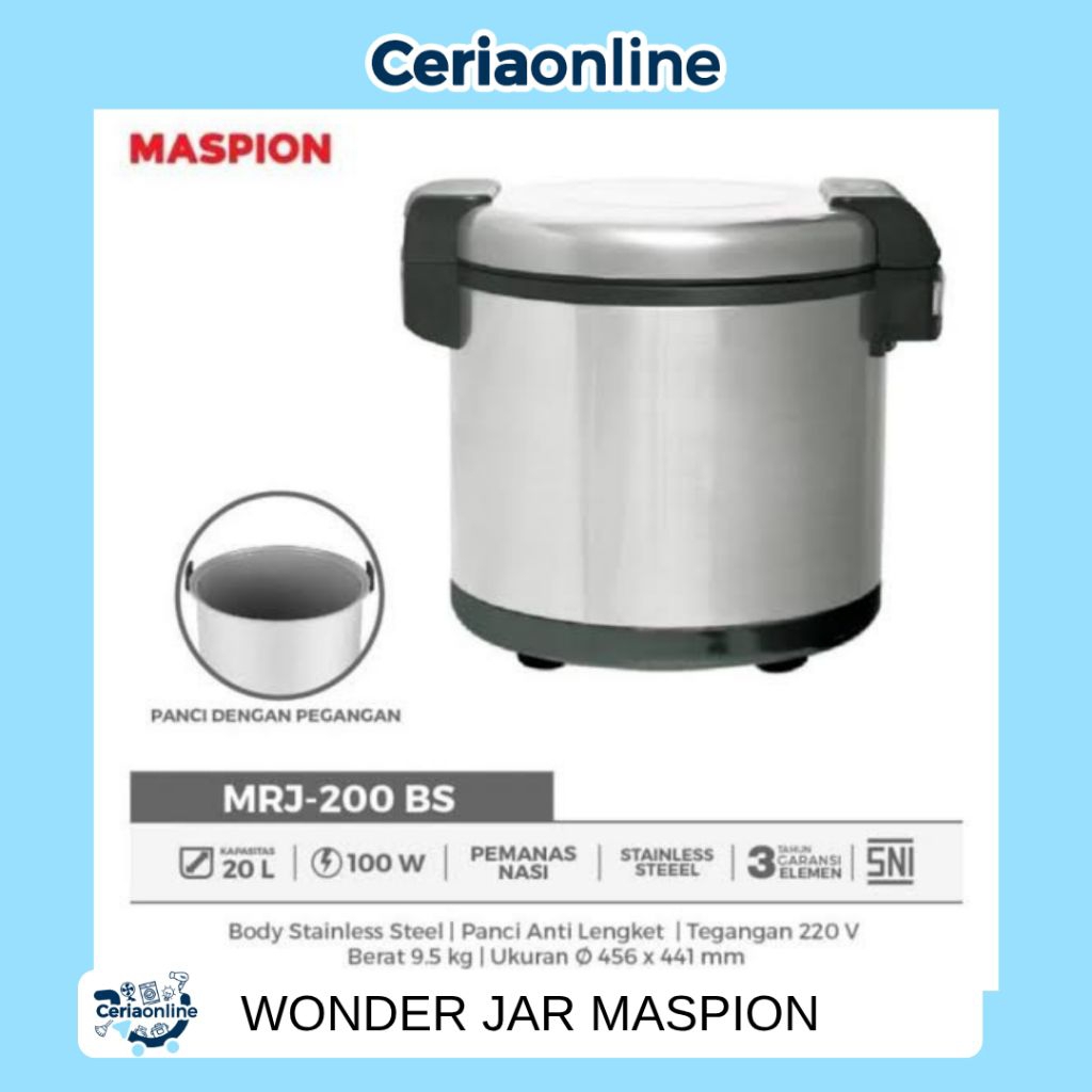 MASPION Wonder Jar Pemanas Nasi MRJ-200 BS Kapasitas 20 Liter