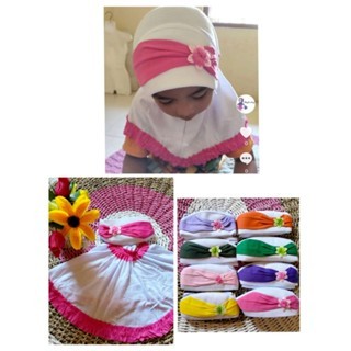 Jilbab/kerudung/hijab anak paud TK putih bandana rempel