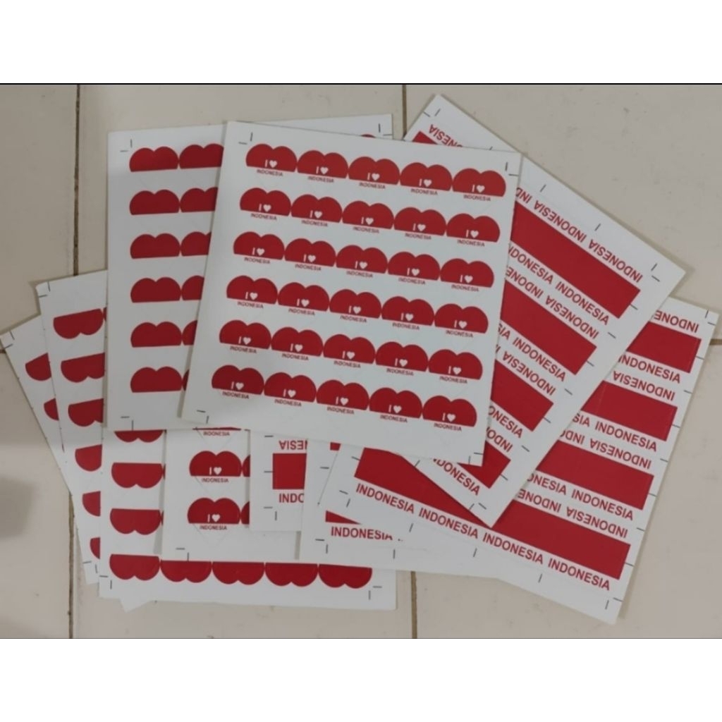 

Sticker Pipi Kemerdekaan / Sticker Bendera Indonesia / Sticker I ❤️ Indonesia / Sticker ❤️ Merah Putih Per 3 lembar