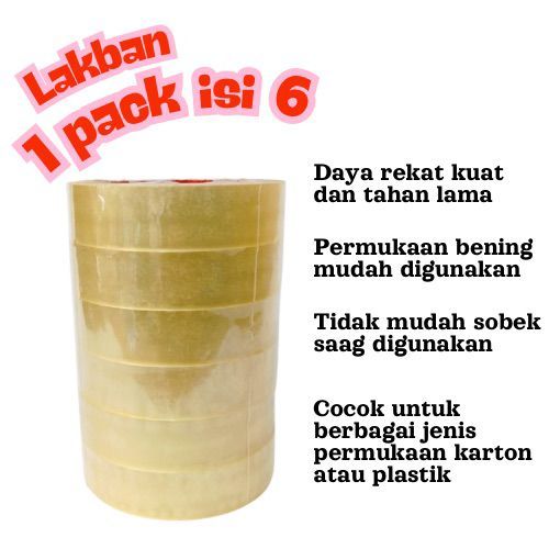 Lakban 1 Pack Isi 6 – Perekat Kuat untuk Packing & Kebutuhan Sehari-hari
