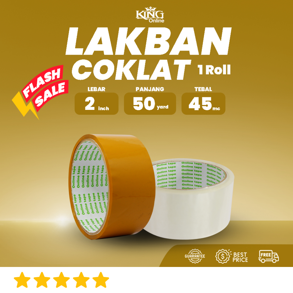 

1 Pcs Isolasi Lakban Coklat FLASH SALE 50 Yard 2 Inch / Tebal Kuat / isolasi ONLINE TAPE OPP