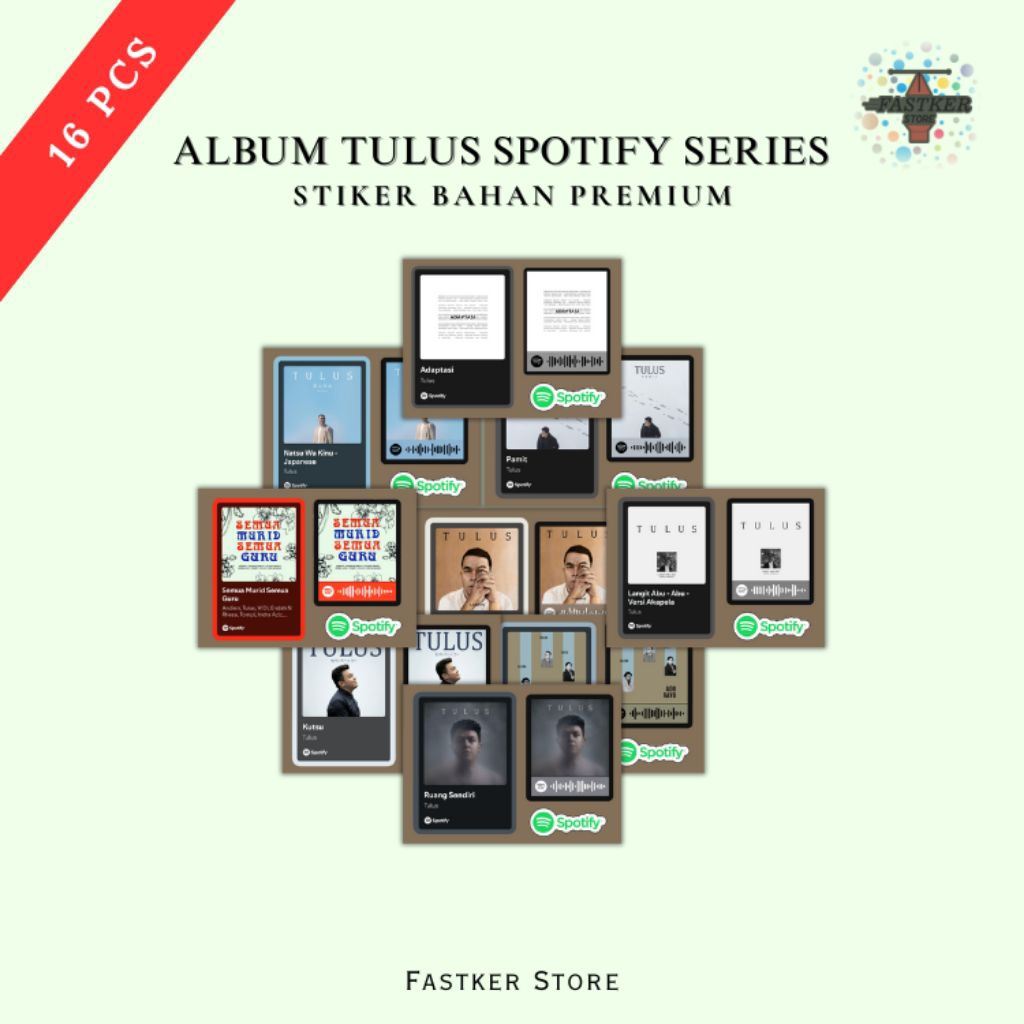 

Sticker Album Tulus Spotify Series | Desain keren kece - Tahan air | Fastker 1006