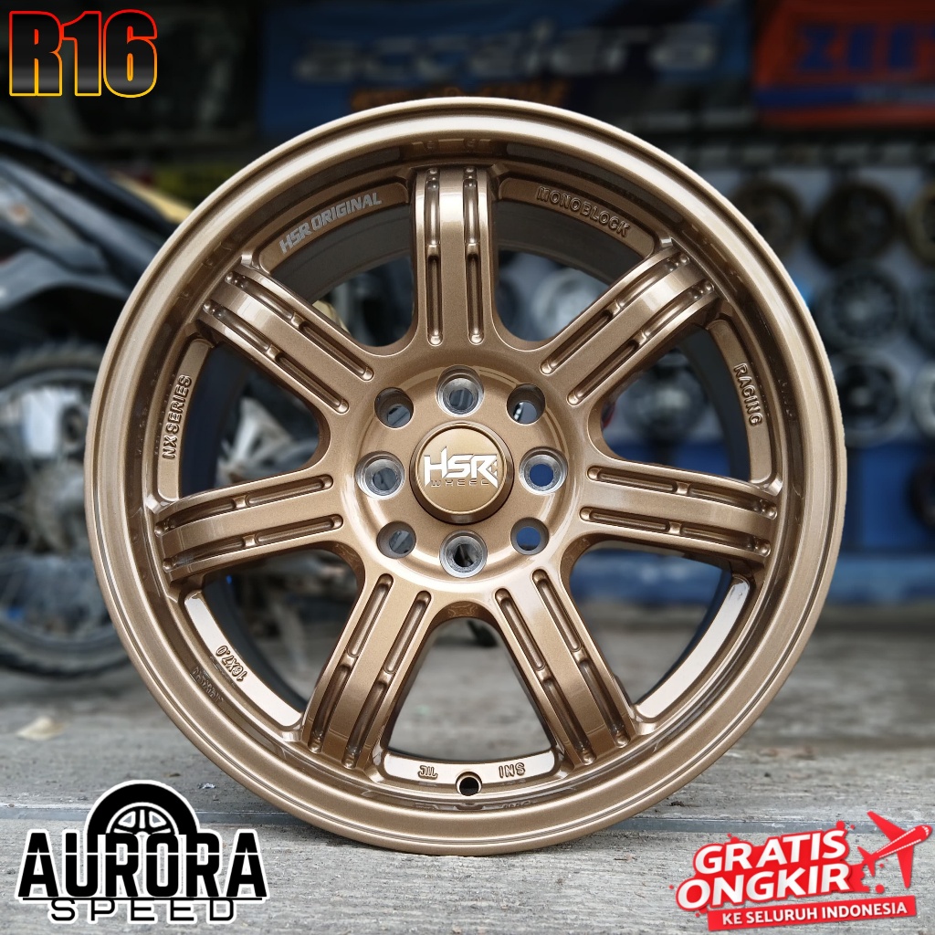 Velg baru ring 16 HSR SIAK R16 baut 4 Bronze untuk mobil Brio Jazz Mobilio Kijang Avanza Yaris Vios