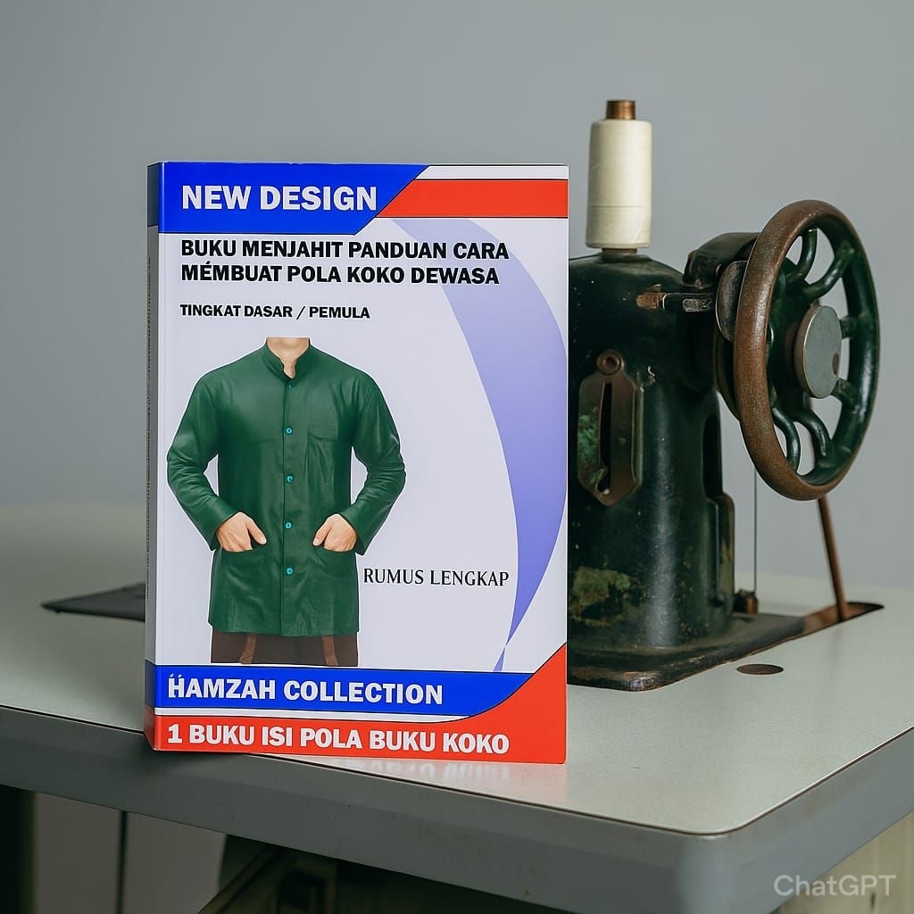 Buku penjahit panduan membuat pola baju Koko dewasa