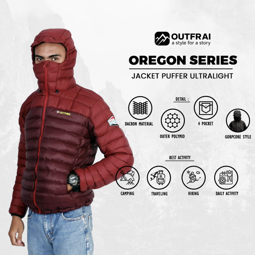 Jaket Gunung Pria Wanita Jaket Gorpcore Jaket Dacron Tebal Jaket Outdoor Kombinasi Outfrai