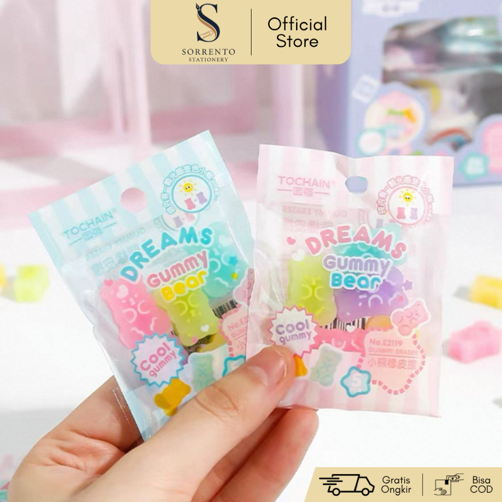 

Set 5 pcs Penghapus Gummy Bear - Eraser Permen Jeli Lucu