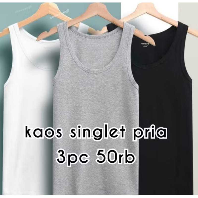 PAKET 3 PCS KAOS SINGLET PRIA | KAOS OBLONG| SINGLET PRIA MURAH | DALAMAN PRIA/SINGLET YUKENSI PRIA