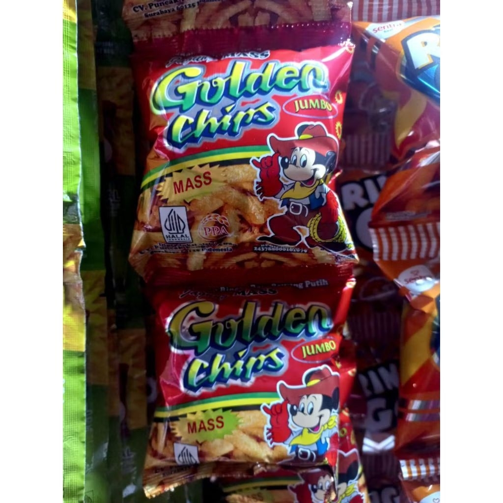 Snack jadul viral berhadiah potato chips golden chips 5 pcs jajanan asin gurih