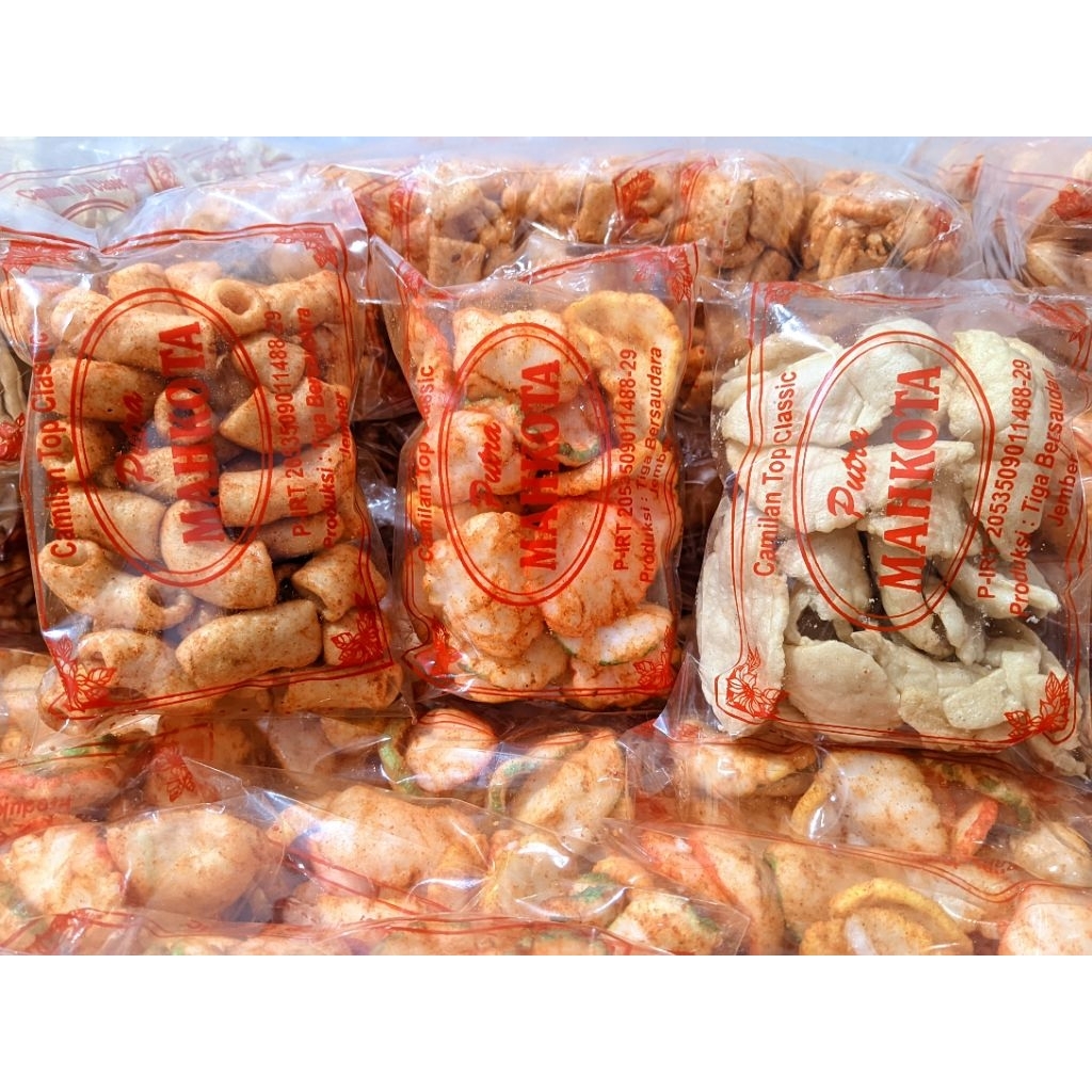 

KRUPUK PEDAS PUTRA MAHKOTA 1 BALL ISI 20 PCS MIX
