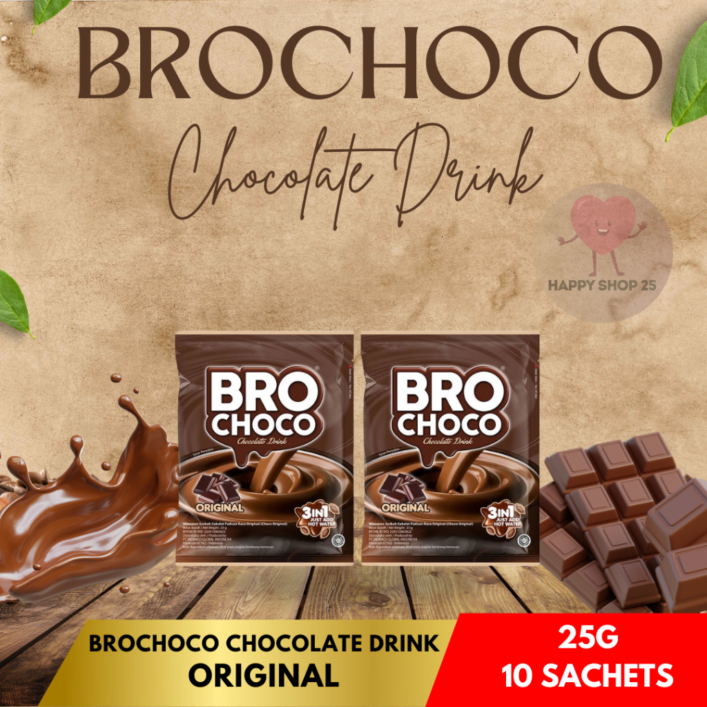 

BROCHOCO Original R10 Chocolate Drink Minuman Coklat Instant (10 sachets x 25g)