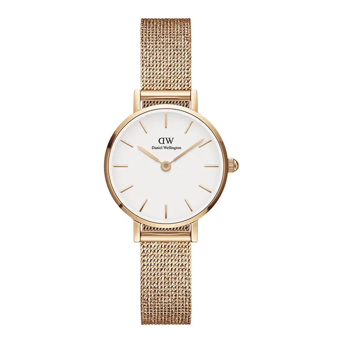 Daniel Wellington Petite Pressed Melrose DW00100447 White Dial Rose Gold Mesh Strap
