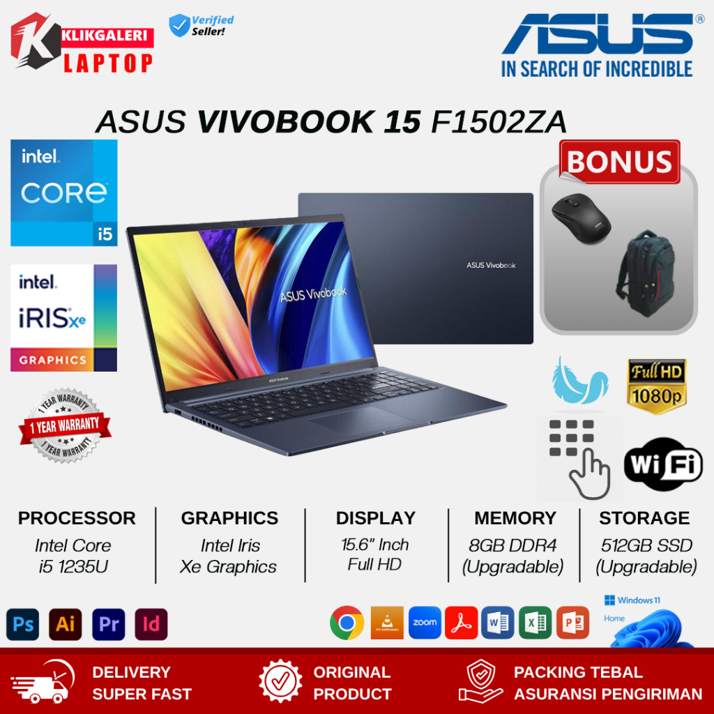 Laptop Asus Vivobook 15 F1502ZA Intel Core i5 1235U 16GB 1TB SSD 15.6 Inch Full HD Windows11 Blue