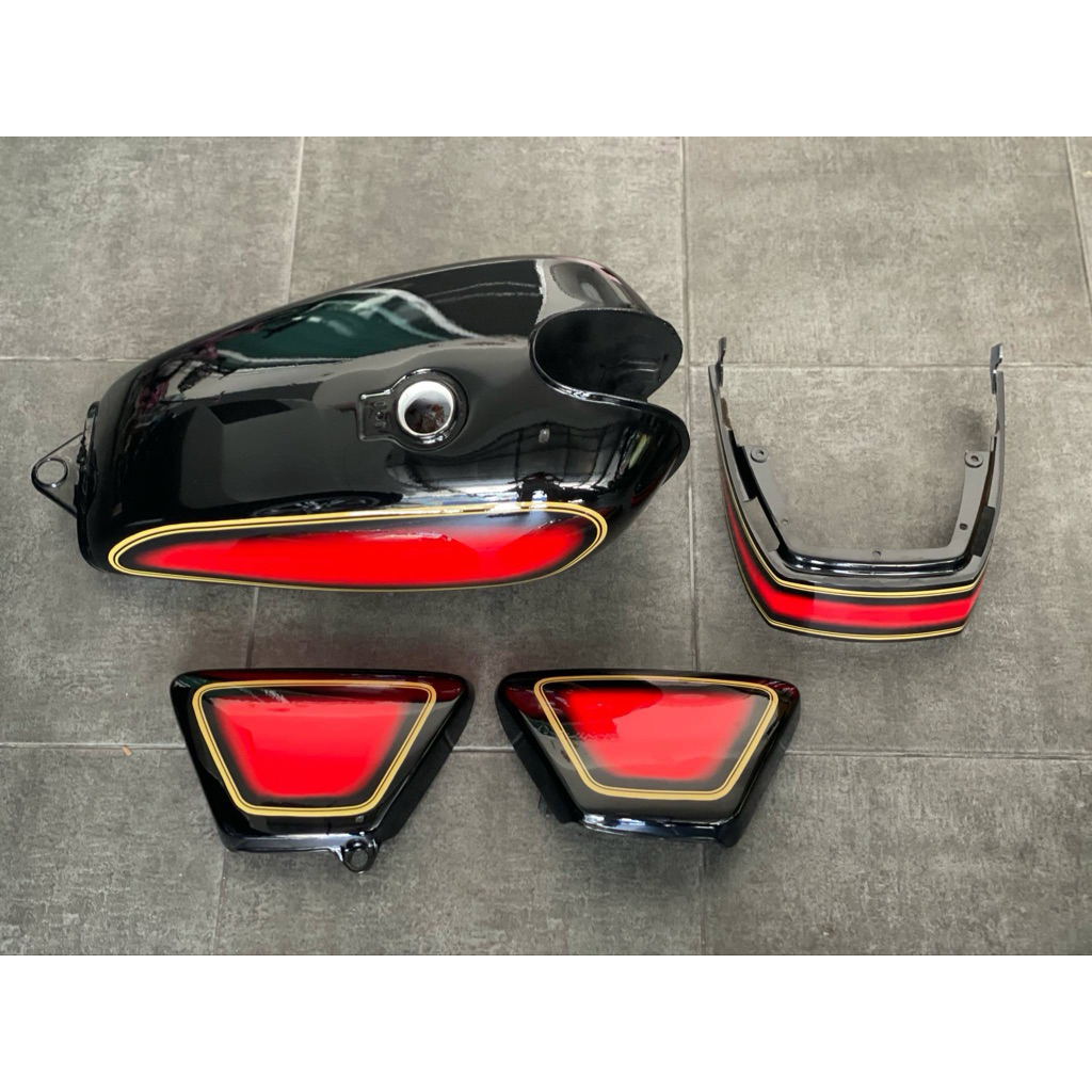 tangki Yamaha SR400 set box aki & cover belakang jok
