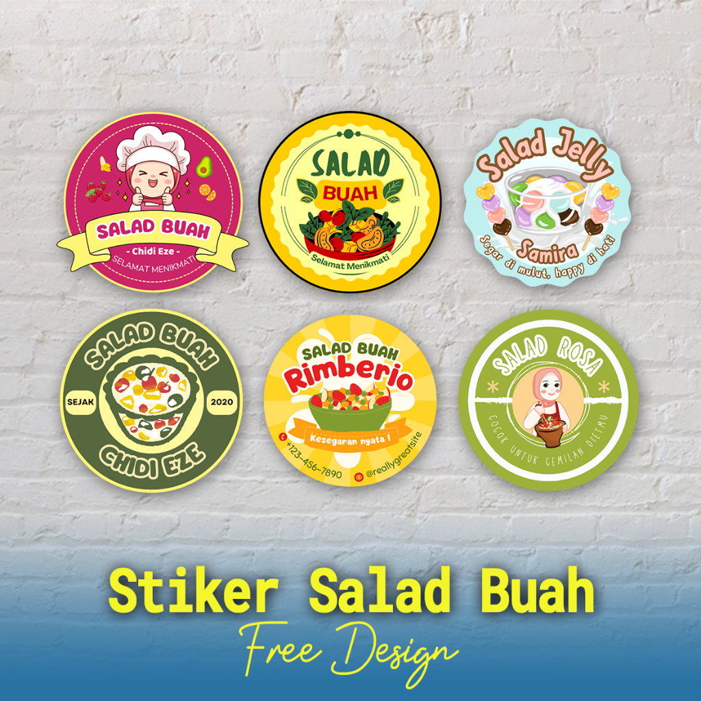 

Stiker Salad Buah, Stiker Kromo Salad Buah, Stiker Label Makanan Ukuran 5x5cm DAPAT BANYAK, Stiker Kromo Murah Free Design, Stiker Label Salad