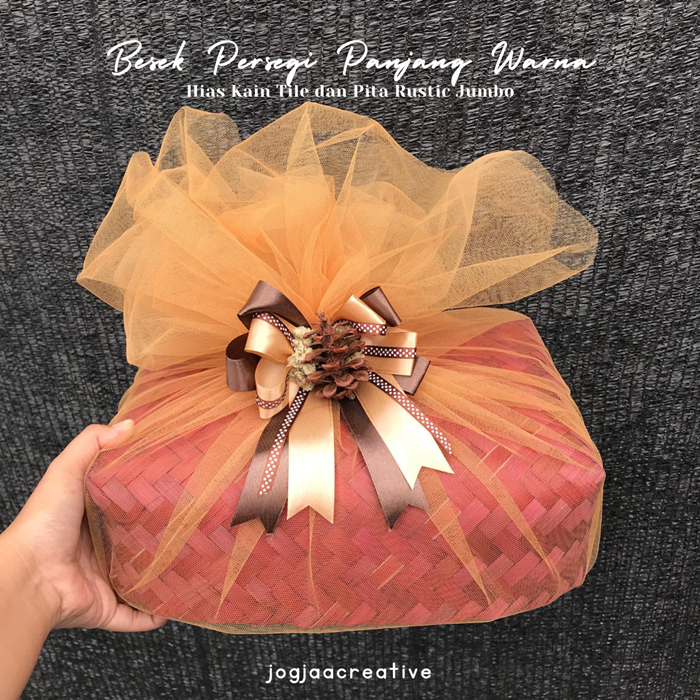 

BESEK WARNA HIAS KAIN TILE & PITA RUSTIC JUMBO/wadah seserahan/bungkus kado/wrapping box/hantaran murah/hantaran wedding