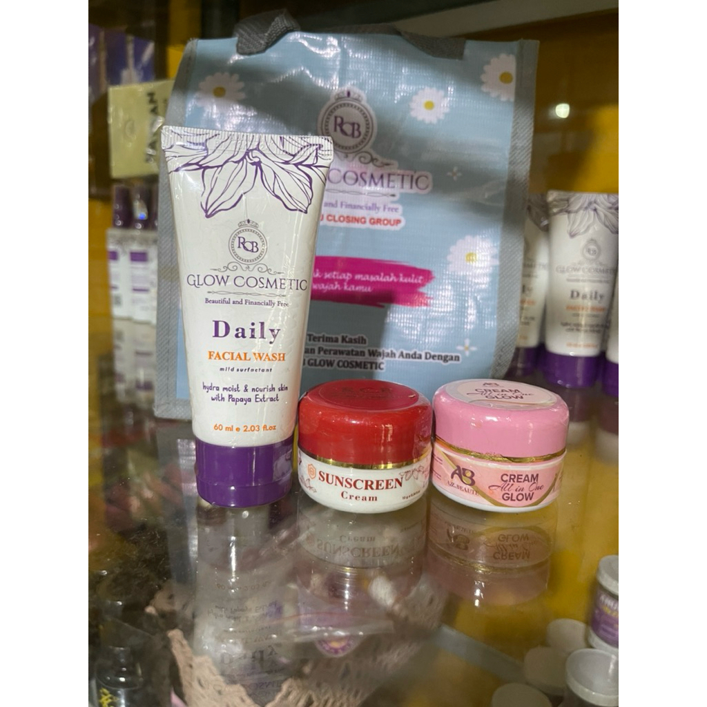 PAKET RCB GLOW ISI 3 item ( Sabun-Cream Boster/Azz & Sunscreen )