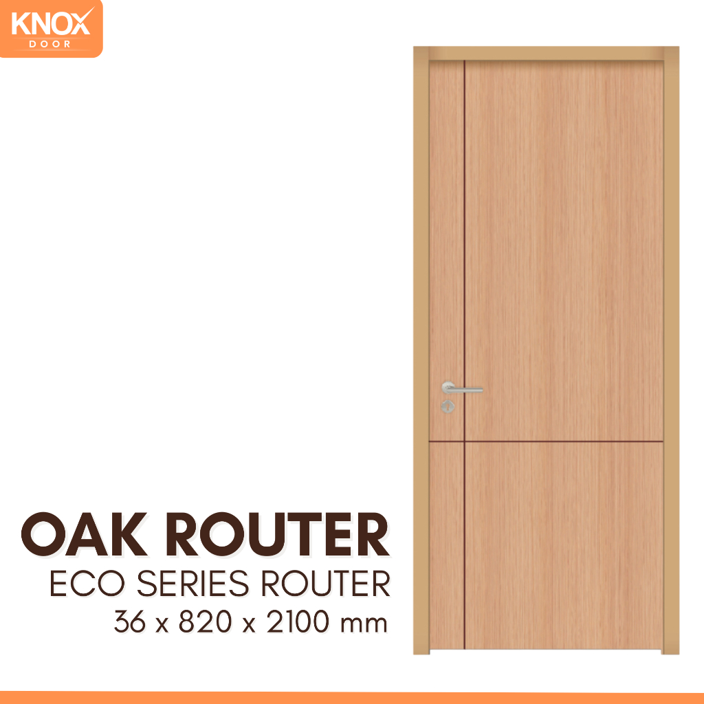 PINTU INTERIOR KNOX DOOR ECO ROUTER OAK 36x820x2100mm l KUSEN ALUMUNIUM BROWN & WHITE l ACCESORIS SE