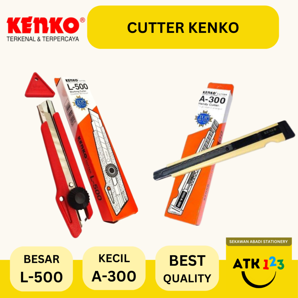 

KENKO Cutter / Pemotong Kertas / Pisau Cutter Merk Kenko A-300 / L-500 [GROSIR]