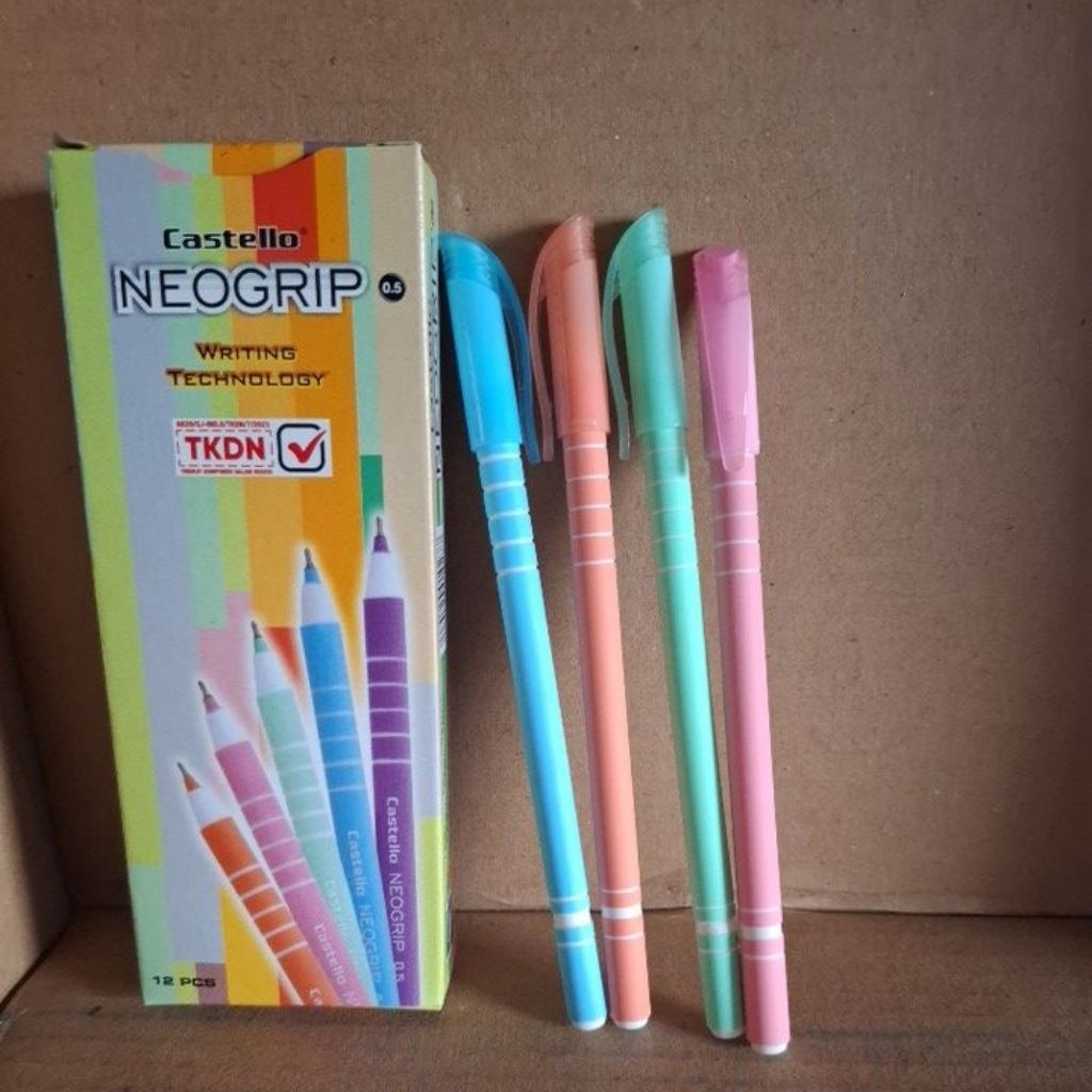 

(per pak) pen castello neogrip 0.5 writing technology tinta hitam 1pak =12 pcs.